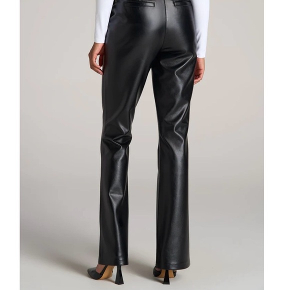 ZARA Pant Black Vegan Leather Zip Clasp Pockets Flare NWT Sz L - Picture 6 of 10